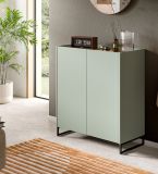 Schuhschrank Borga in Salbei und Artisan Eiche Flur Kommode 90 x 97 cm, Soft-Close