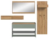 Garderobe Set 4-teilig Borga in Salbei und Artisan Eiche 205 x 192 cm