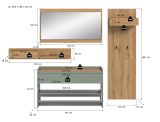 Garderobe Set 4-teilig Borga in Salbei und Artisan Eiche 205 x 192 cm
