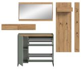 Garderobe Set 5-teilig Borga in Salbei und Artisan Eiche 236 x 192 cm, Soft-Close