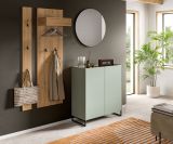 Garderobe Set 4-teilig Borga in Salbei und Artisan Eiche 186 x 197 cm, Soft-Close