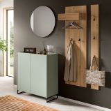 Garderobe Set 4-teilig Borga in Salbei und Artisan Eiche 186 x 197 cm, Soft-Close