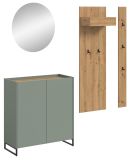 Garderobe Set 4-teilig Borga in Salbei und Artisan Eiche 186 x 197 cm, Soft-Close