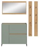 Garderobe Set 4-teilig Borga in Salbei und Artisan Eiche 172 x 197 cm, Soft-Close