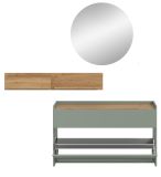 Garderobe Set 3-teilig Borga in Salbei und Artisan Eiche 140 x 197 cm