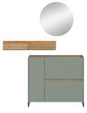 Garderobe Set 3-teilig Borga in Salbei und Artisan Eiche 140 x 197 cm, Soft-Close