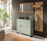 Garderobe Set 3-teilig Borga in Salbei und Artisan Eiche 175 x 192 cm, Soft-Close