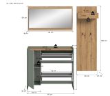Garderobe Set 3-teilig Borga in Salbei und Artisan Eiche 175 x 192 cm, Soft-Close