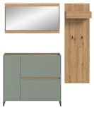Garderobe Set 3-teilig Borga in Salbei und Artisan Eiche 175 x 192 cm, Soft-Close