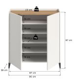 Schuhschrank Borga in wei� und Artisan Eiche Flur Kommode 90 x 97 cm, Soft-Close