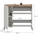 Schuhkipper Borga in wei� und Artisan Eiche Schuhschrank 110 x 94 cm, Soft-Close