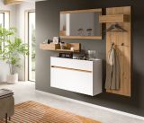 Garderobe Set 4-teilig Borga in wei� und Artisan Eiche 205 x 192 cm