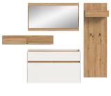 Garderobe Set 4-teilig Borga in wei� und Artisan Eiche 205 x 192 cm