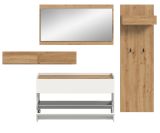 Garderobe Set 4-teilig Borga in wei� und Artisan Eiche 205 x 192 cm
