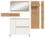 Garderobe Set 5-teilig Borga in wei� und Artisan Eiche 236 x 192 cm, Soft-Close