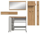 Garderobe Set 5-teilig Borga in wei� und Artisan Eiche 236 x 192 cm, Soft-Close