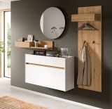 Garderobe Set 4-teilig Borga in wei� und Artisan Eiche 205 x 197 cm