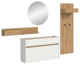 Garderobe Set 4-teilig Borga in wei� und Artisan Eiche 205 x 197 cm