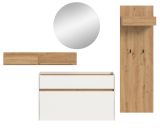 Garderobe Set 4-teilig Borga in wei� und Artisan Eiche 205 x 197 cm