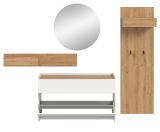 Garderobe Set 4-teilig Borga in wei� und Artisan Eiche 205 x 197 cm