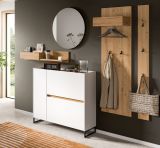 Garderobe Set 5-teilig Borga in wei� und Artisan Eiche 236 x 197 cm, Soft-Close