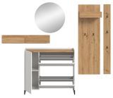 Garderobe Set 5-teilig Borga in wei� und Artisan Eiche 236 x 197 cm, Soft-Close