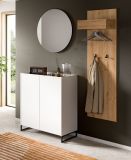 Garderobe Set 3-teilig Borga in wei� und Artisan Eiche 155 x 197 cm, Soft-Close