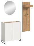 Garderobe Set 3-teilig Borga in wei� und Artisan Eiche 155 x 197 cm, Soft-Close