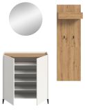 Garderobe Set 3-teilig Borga in wei� und Artisan Eiche 155 x 197 cm, Soft-Close