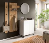 Garderobe Set 4-teilig Borga in wei� und Artisan Eiche 186 x 197 cm, Soft-Close