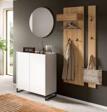 Garderobe Set 4-teilig Borga in wei� und Artisan Eiche 186 x 197 cm, Soft-Close