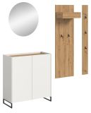 Garderobe Set 4-teilig Borga in wei� und Artisan Eiche 186 x 197 cm, Soft-Close