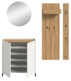 Garderobe Set 4-teilig Borga in wei� und Artisan Eiche 186 x 197 cm, Soft-Close