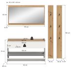 Garderobe Set 4-teilig Borga in wei� und Artisan Eiche 172 x 197 cm