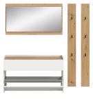 Garderobe Set 4-teilig Borga in wei� und Artisan Eiche 172 x 197 cm