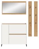 Garderobe Set 4-teilig Borga in wei� und Artisan Eiche 172 x 197 cm, Soft-Close