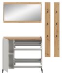 Garderobe Set 4-teilig Borga in wei� und Artisan Eiche 172 x 197 cm, Soft-Close