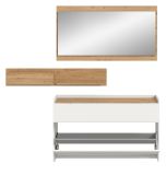 Garderobe Set 3-teilig Borga in wei� und Artisan Eiche 140 x 197 cm