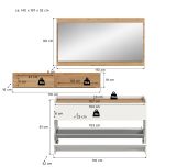 Garderobe Set 3-teilig Borga in wei� und Artisan Eiche 140 x 197 cm