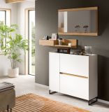 Garderobe Set 3-teilig Borga in wei� und Artisan Eiche 140 x 192 cm, Soft-Close