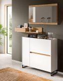 Garderobe Set 3-teilig Borga in wei� und Artisan Eiche 140 x 192 cm, Soft-Close