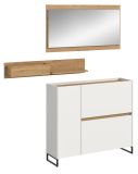 Garderobe Set 3-teilig Borga in wei� und Artisan Eiche 140 x 192 cm, Soft-Close