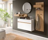 Garderobe Set 3-teilig Borga in wei� und Artisan Eiche 140 x 197 cm