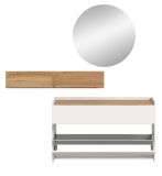 Garderobe Set 3-teilig Borga in wei� und Artisan Eiche 140 x 197 cm