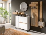 Garderobe Set 3-teilig Borga in wei� und Artisan Eiche 140 x 197 cm, Soft-Close