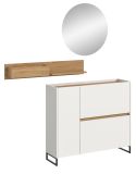 Garderobe Set 3-teilig Borga in wei� und Artisan Eiche 140 x 197 cm, Soft-Close