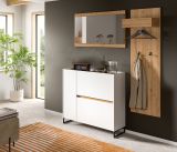Garderobe Set 3-teilig Borga in wei� und Artisan Eiche 175 x 192 cm, Soft-Close