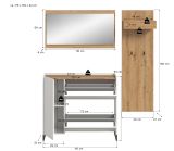 Garderobe Set 3-teilig Borga in wei� und Artisan Eiche 175 x 192 cm, Soft-Close