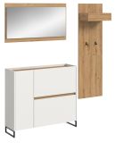 Garderobe Set 3-teilig Borga in wei� und Artisan Eiche 175 x 192 cm, Soft-Close
