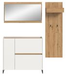 Garderobe Set 3-teilig Borga in wei� und Artisan Eiche 175 x 192 cm, Soft-Close
